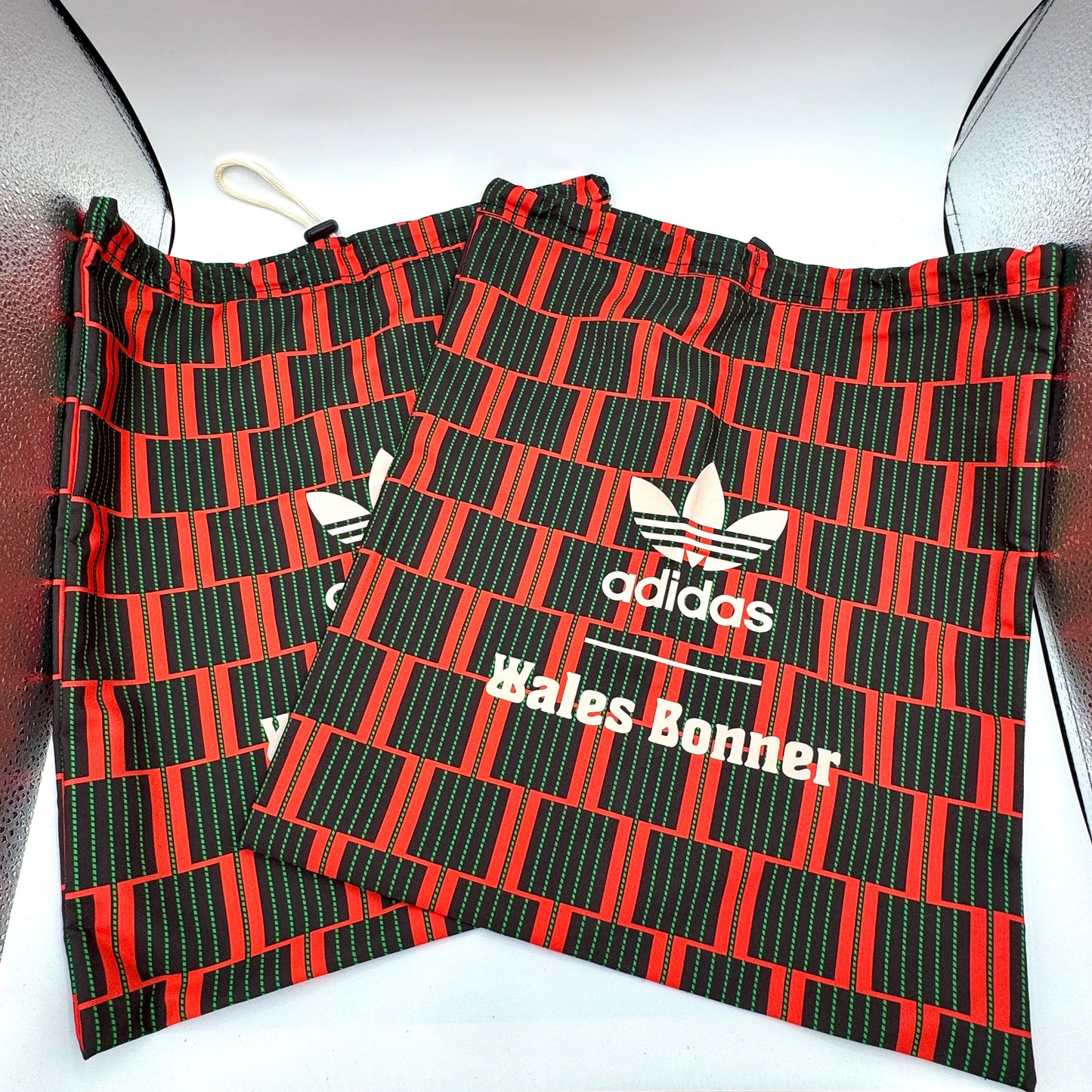 (2) Wales Bonner x Adidas Footwear Dustbags Samba Collab in Multi Red Pattern , Brand New Unused
