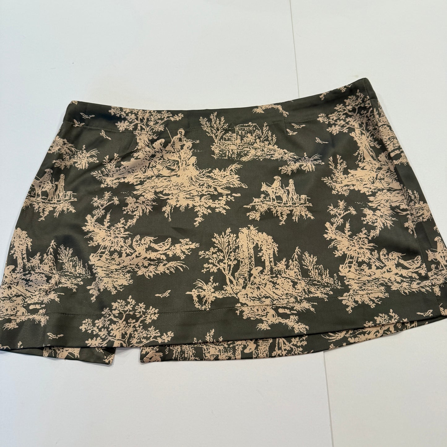 Miaou Mini Skirt in Moss Toile Green Micro Skirt with Slit