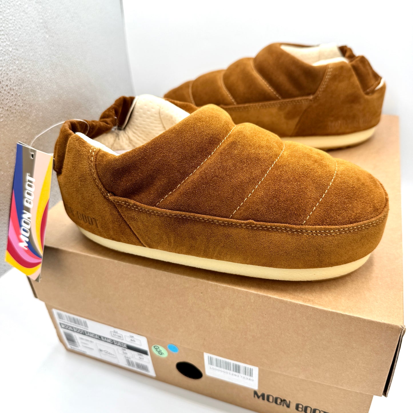 Moon Boot Evolution Slipper in Tan Suede Mule
