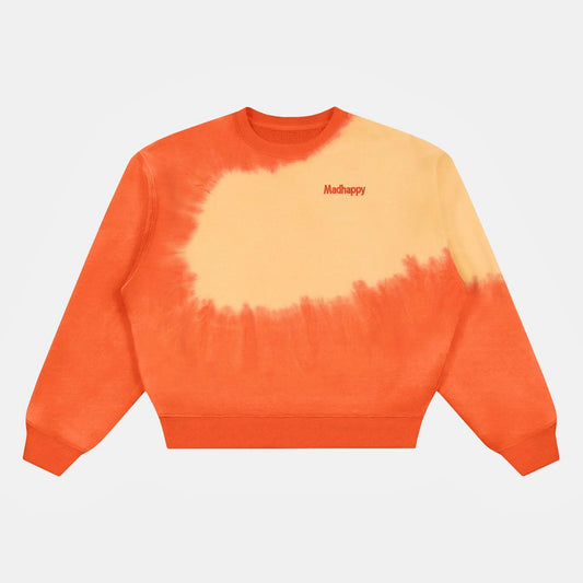 MadHappy Tye-Dye Sunburst Orange Crewneck Heritage Sweatshirt Sun Kissed