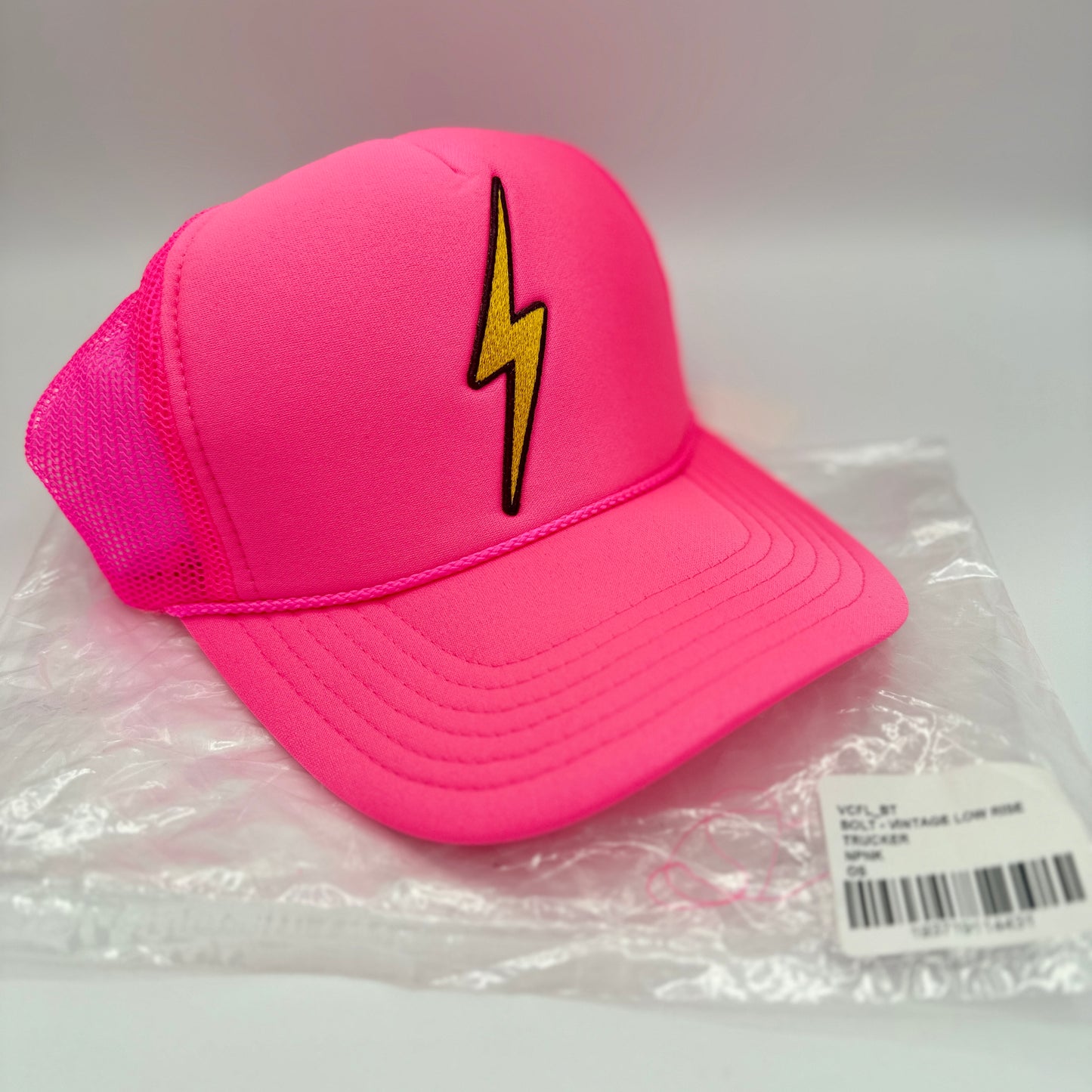 Aviator Nation Pink Bolt Hat embroidered lightning patch neon trucker cap