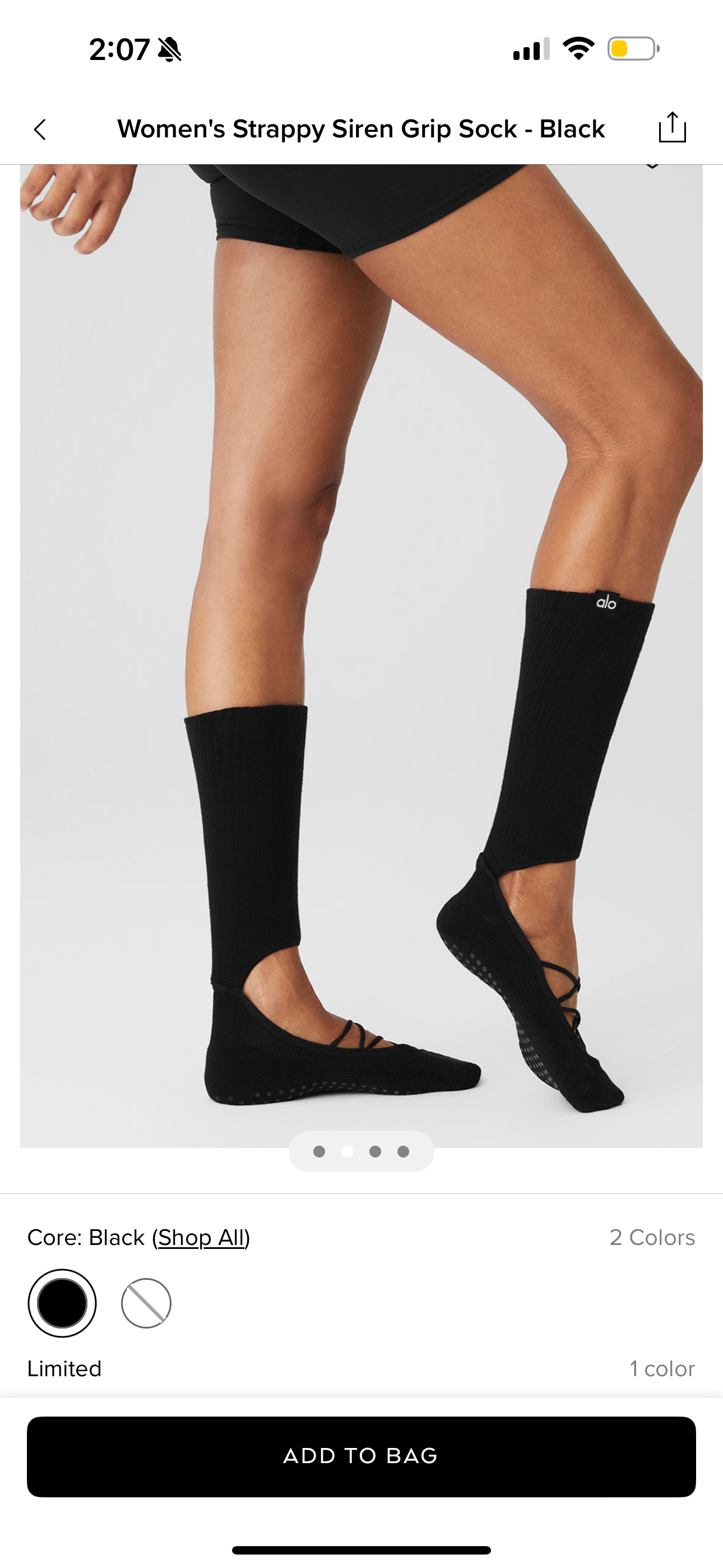 Alo Strappy Siren Grip Socks Black Ballet Barre Pilates Grips