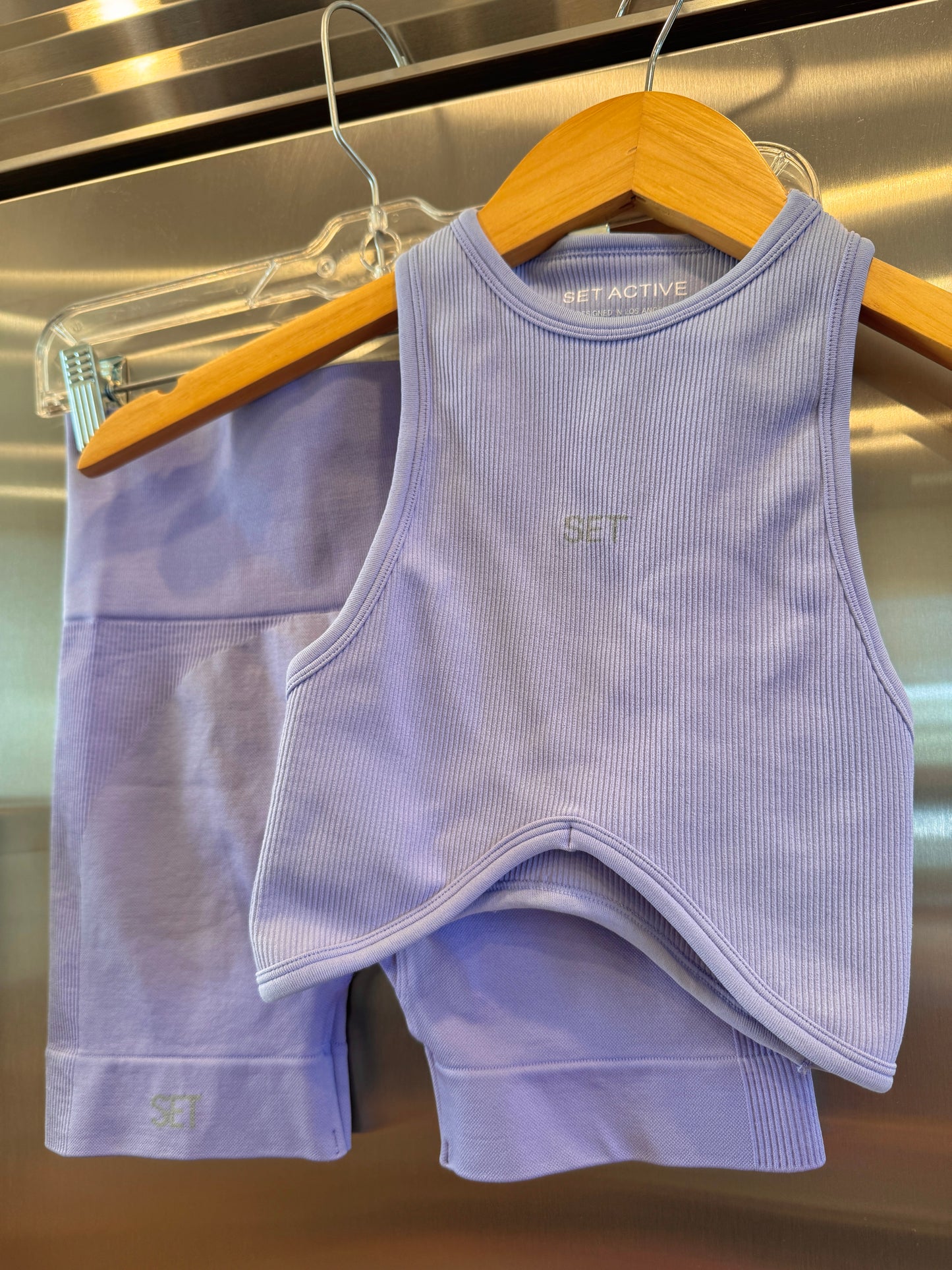 SET Active Matching Set in Lilac Purple - Sculptflex Power Angle Bra and Power Shorts in Lily