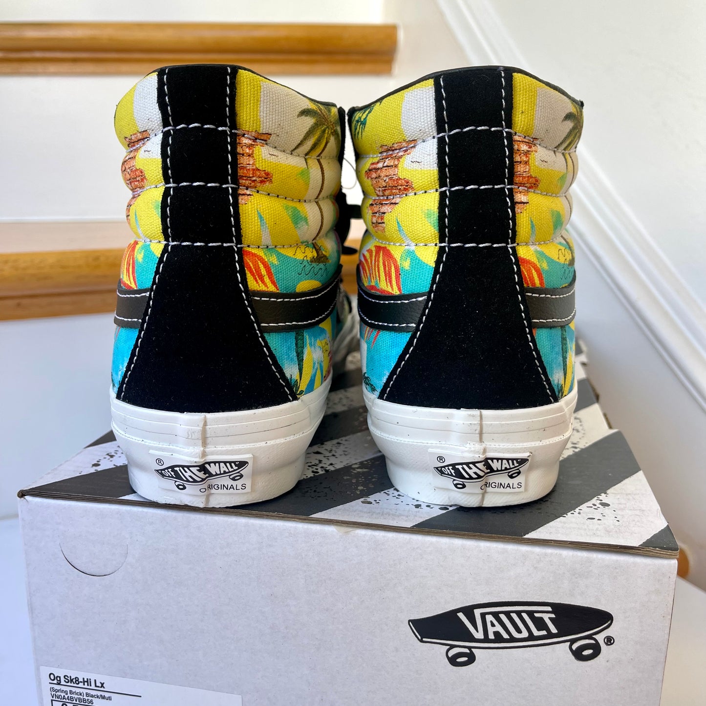 Vans Sk8 Hi LX Leather Sneakers in Black / Spring Brick Multi Shoes