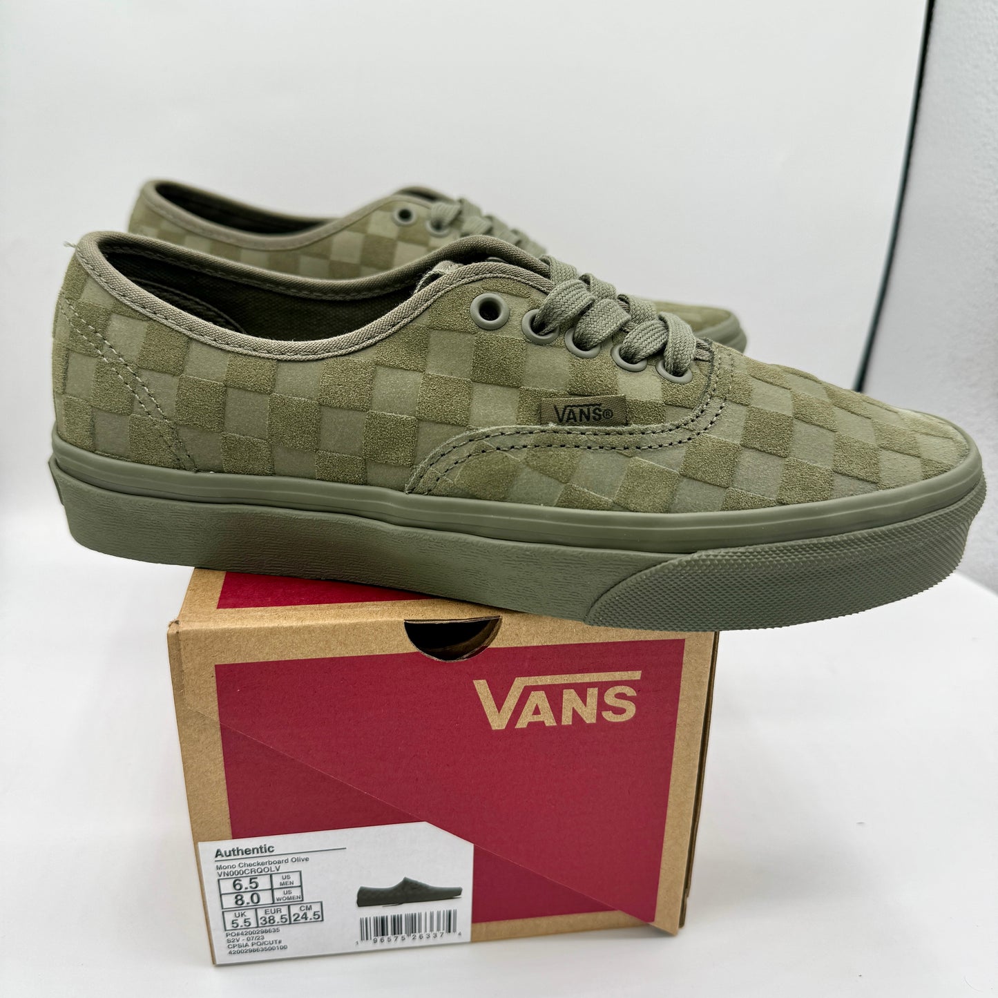 Vans Authentic Classic Low Top Sneaker Monochrome olive green checker board