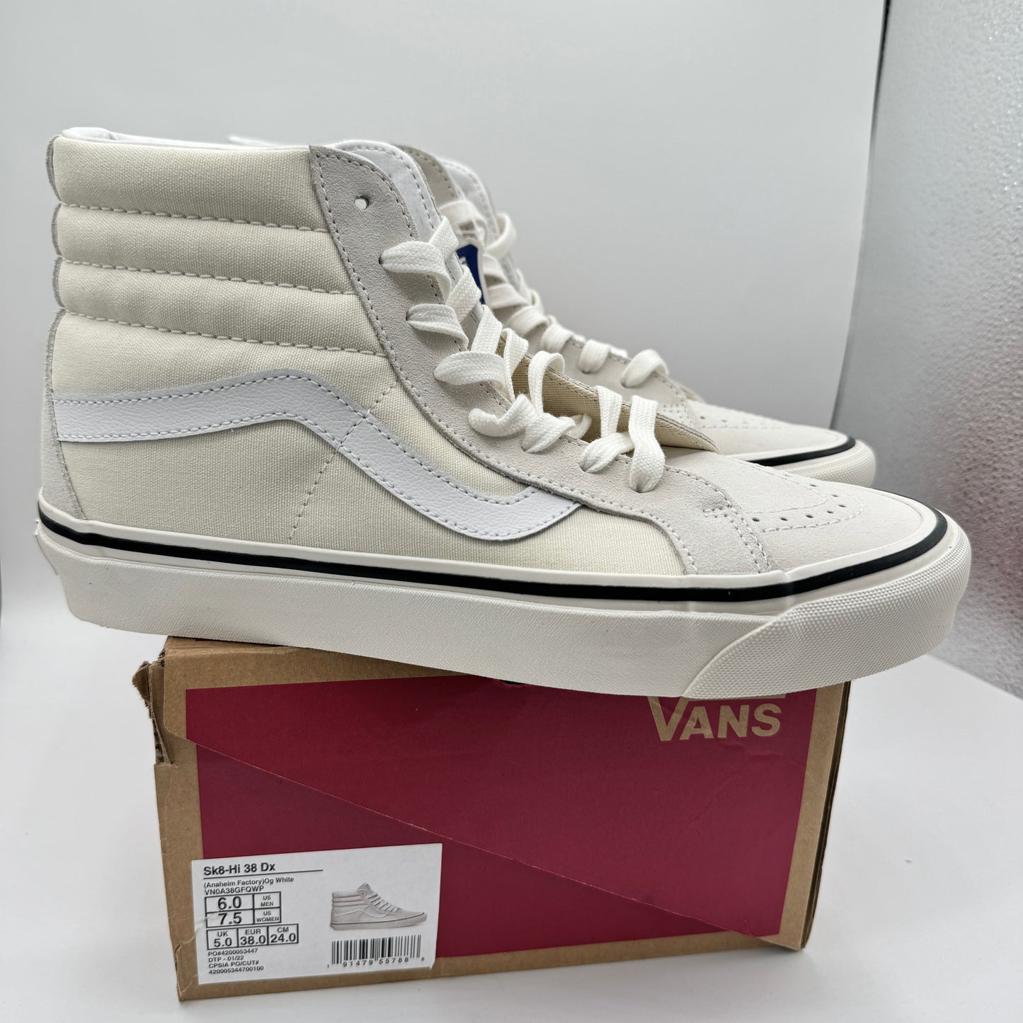 Vans Sk8 Hi 38 DX Cream OG White Anaheim Factory Edition UNISEX Brand New Sneakers