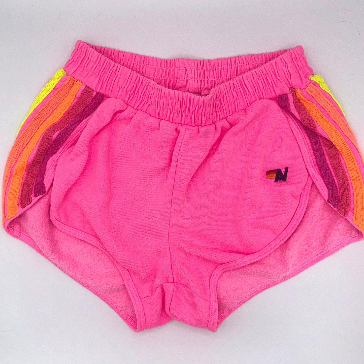 Aviator Nation 5 Stripe Jogger Shorts in Neon Pink - RARE / Discontinued