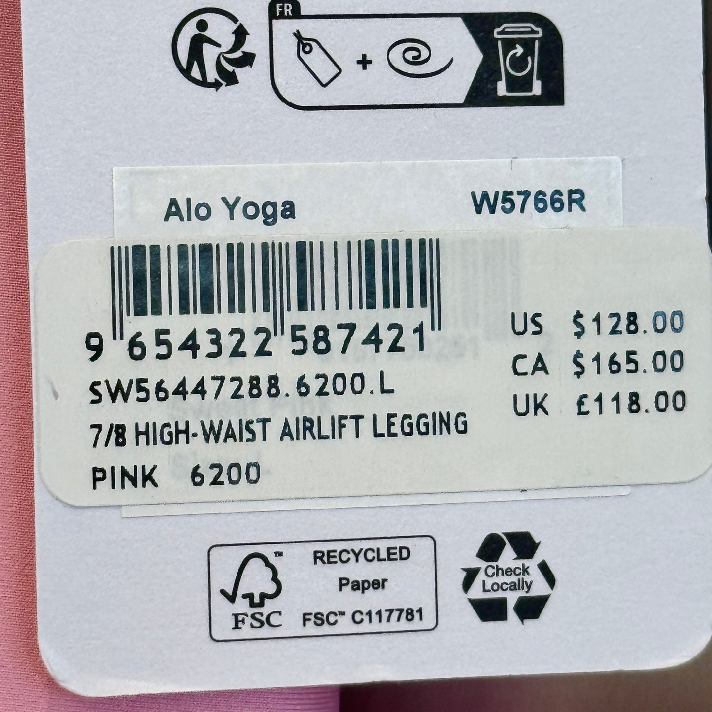 Alo 7/8 Airlift High Waist Legging - Sweet Pink