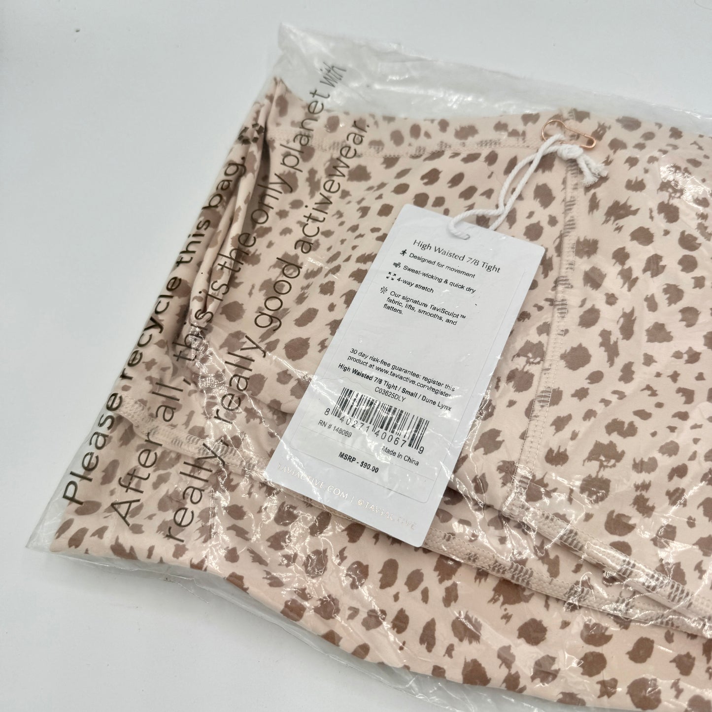 Tavi Yoga High Waisted 7/8 Length Dune Lynx Leggings Tan Cheetah Leopard NEW