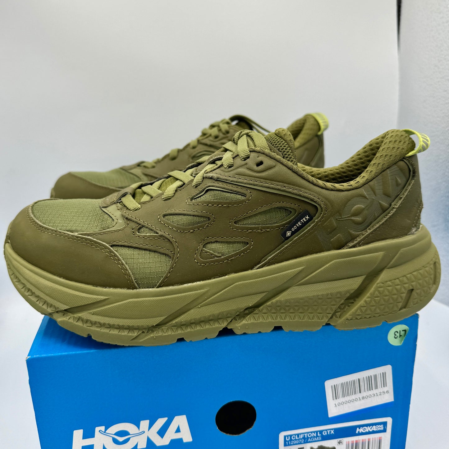 Hoka Clifton Leather Gore-Tex Waterproof Unisex Green Khaki Olive AGMS