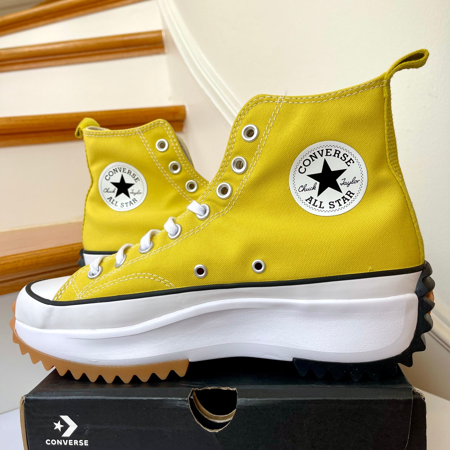 Converse Run Star Hike Platform in Bitter Lemon high top Chuck Taylor sneakers