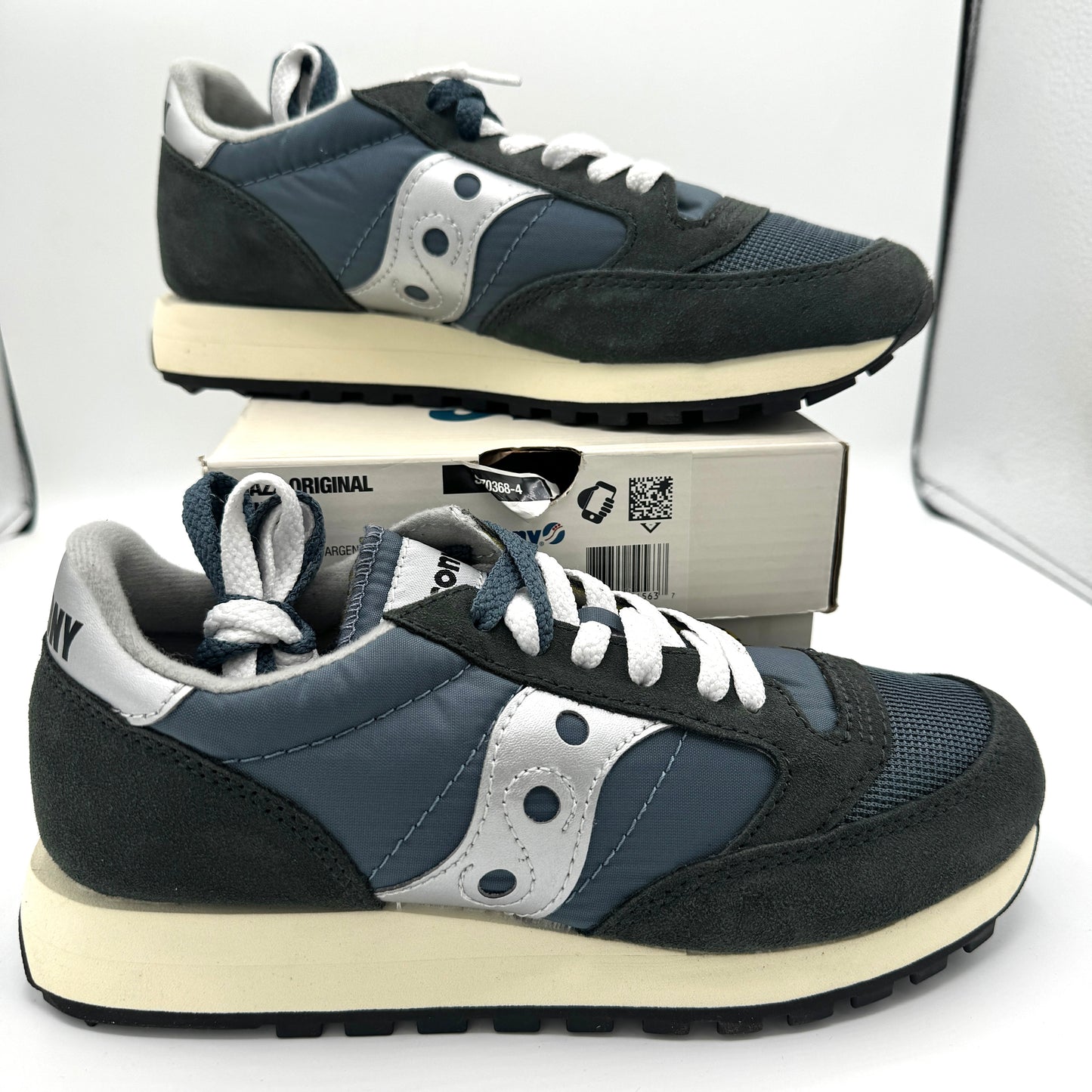 Saucony Jazz Vintage Classic Sneakers Navy Blue White Silver Original Runners