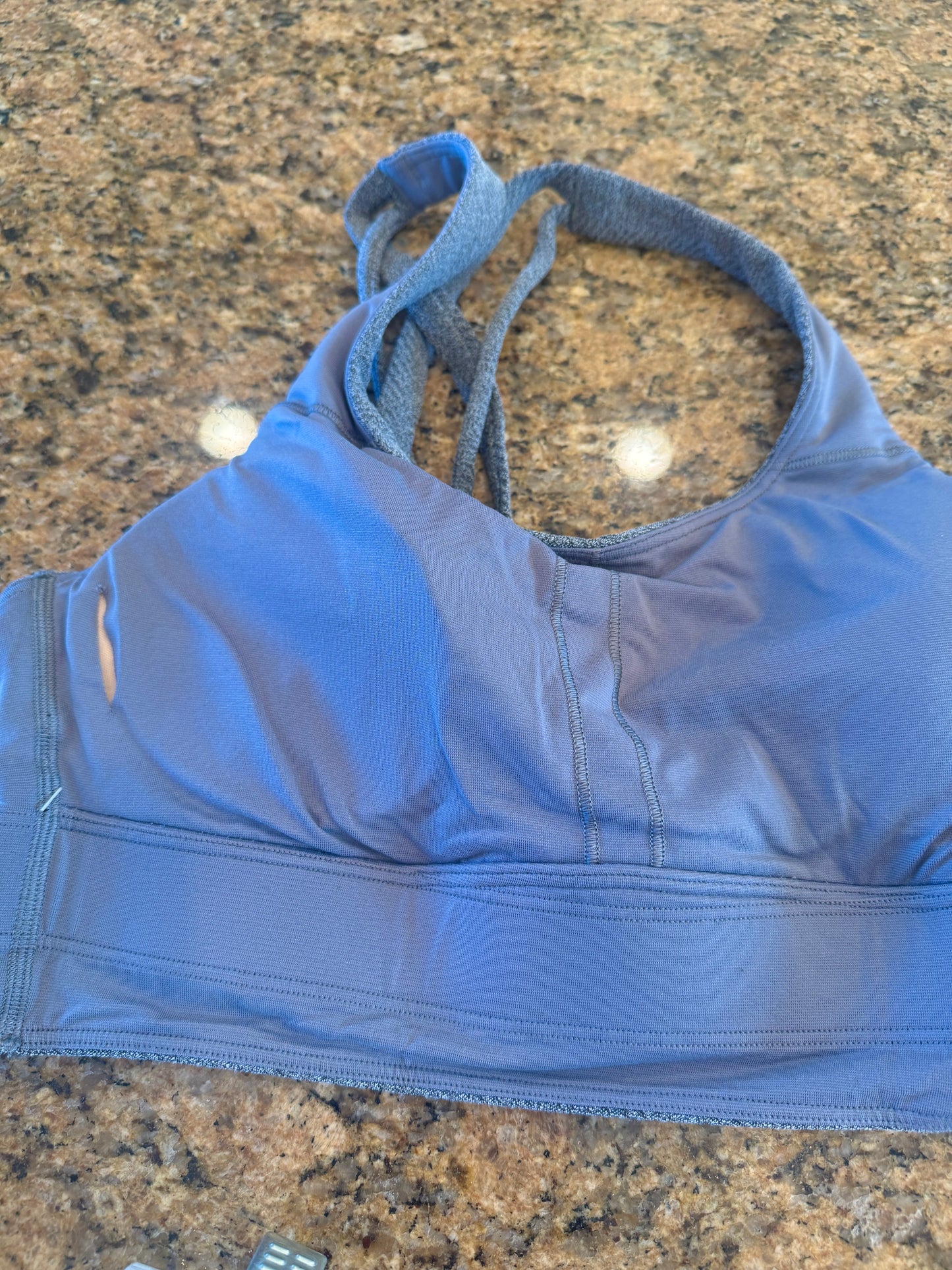 Lululemon Energy Long Line Evolve Bra Top in Herringbone Grey Intertwine Texture Black / White Woven