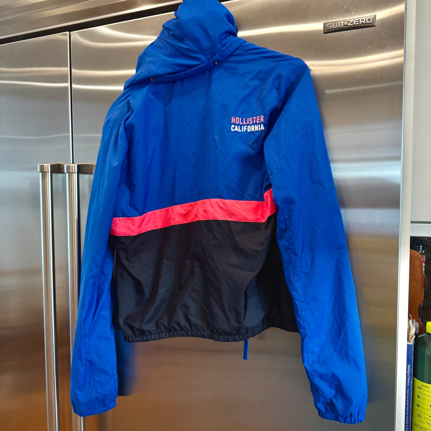 Hollister Windbreaker Jacket Blue Pink Black * Pre-owned *