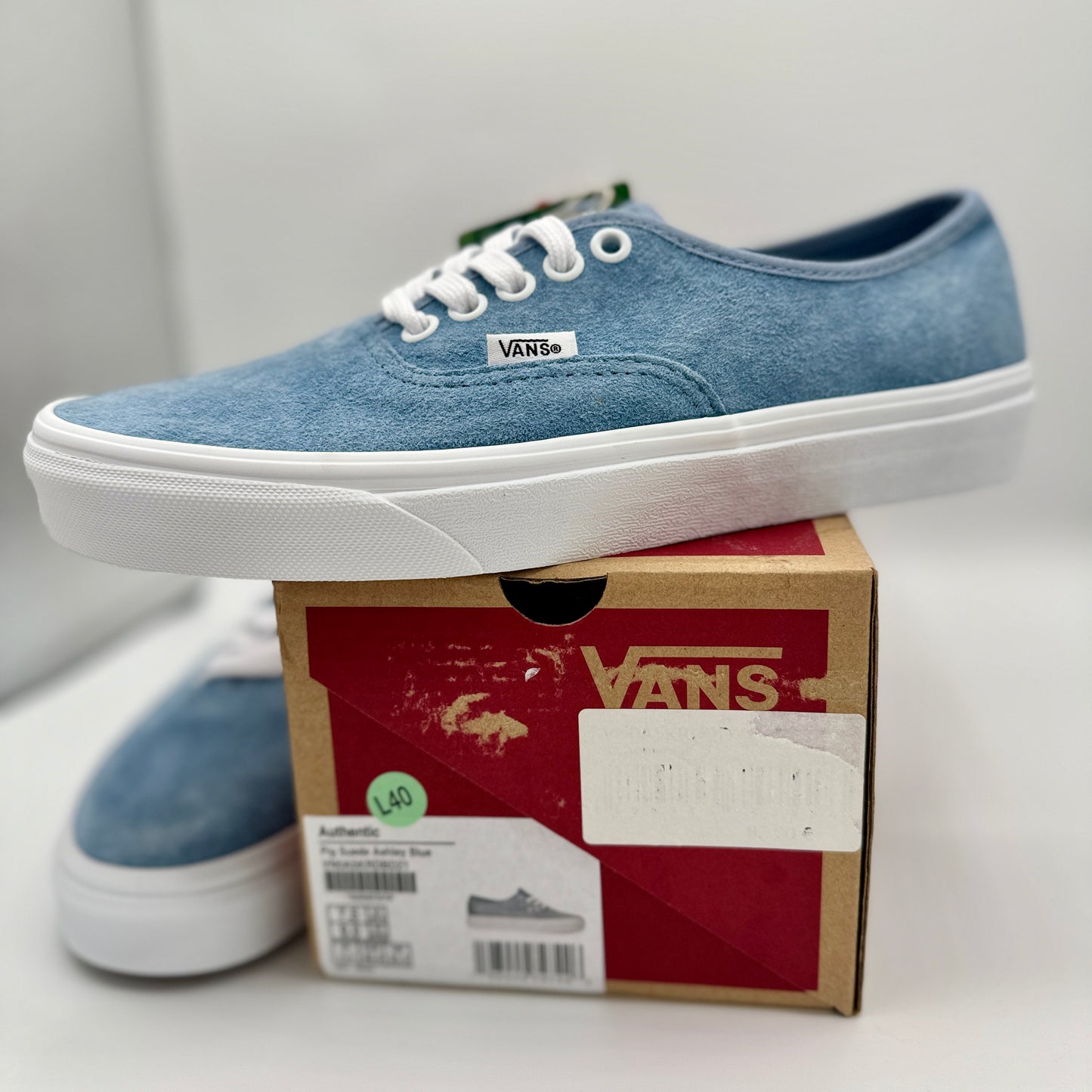 Vans Authentic Low Top Sneakers in Blue Ashley Pig Suede Leather