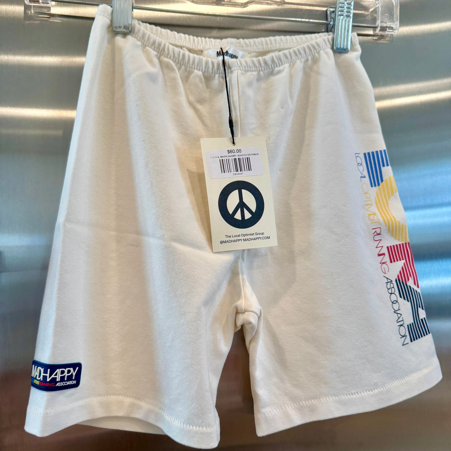 MadHappy Local Optimist Run Club Biker Shorts in Marshmallow / Cream