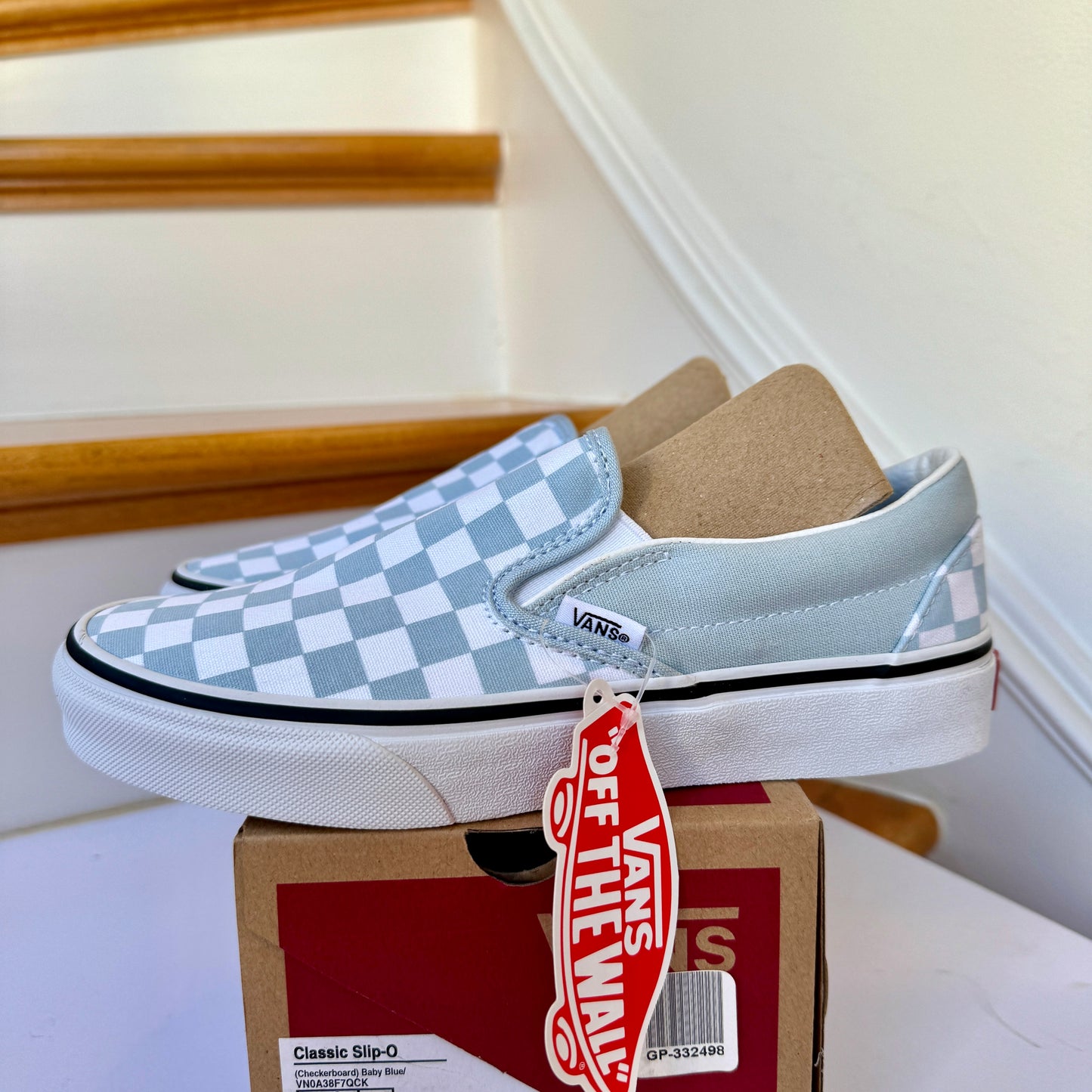 Vans Slip-On Classic Skate Shoes Checkerboard Baby Blue Shoes Classic Unisex