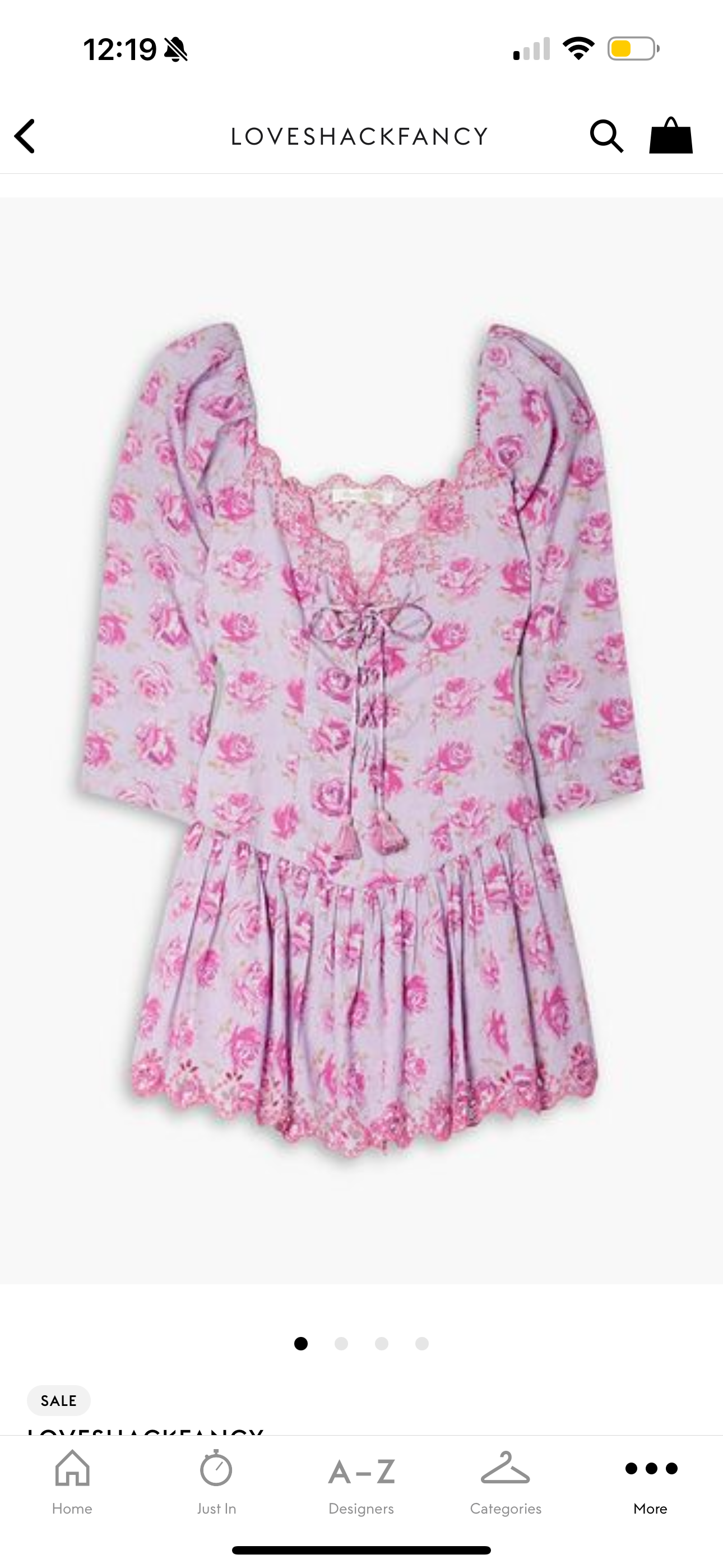 LoveShackFancy Deeba Mini Dress in Lilac Fusion Light Purple Floral