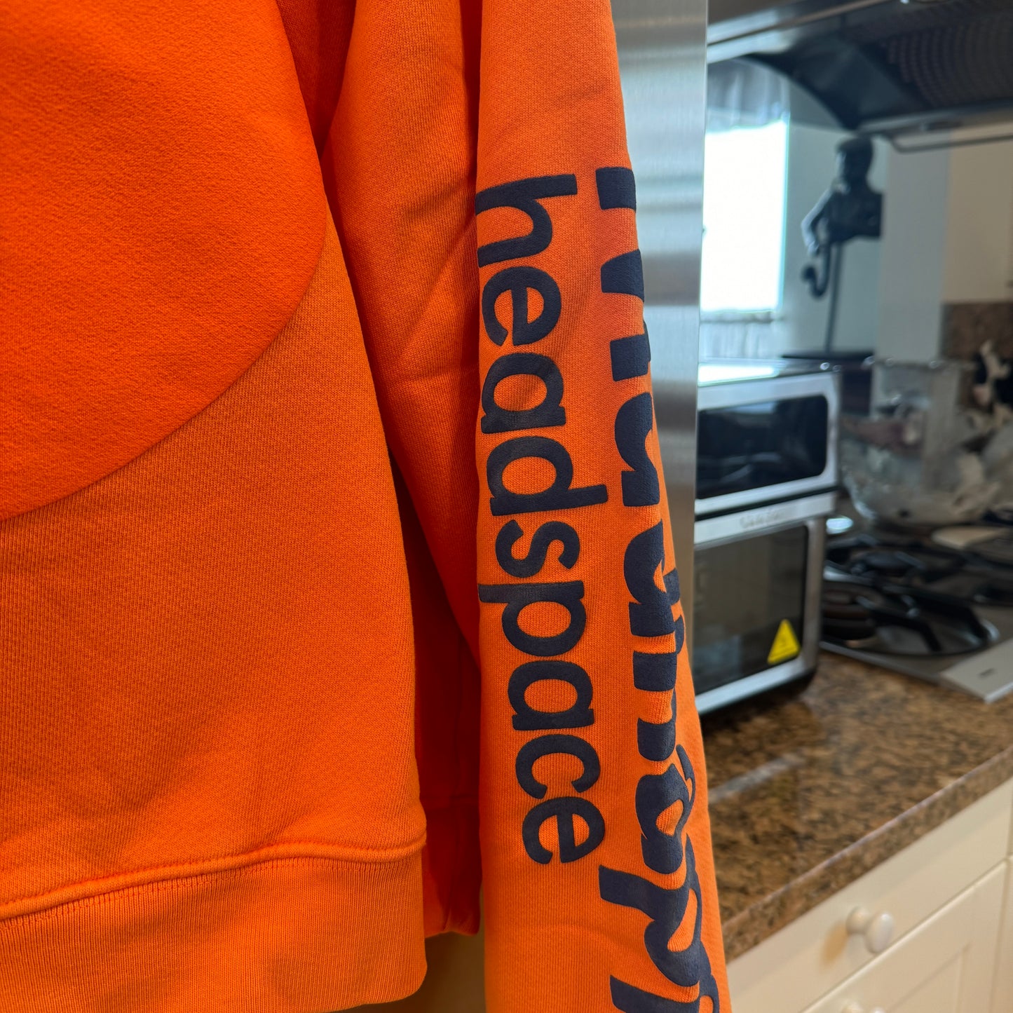 MadHappy Headspace Heritage Universal Crewneck Sweatshirt in Orange with navy raised logo