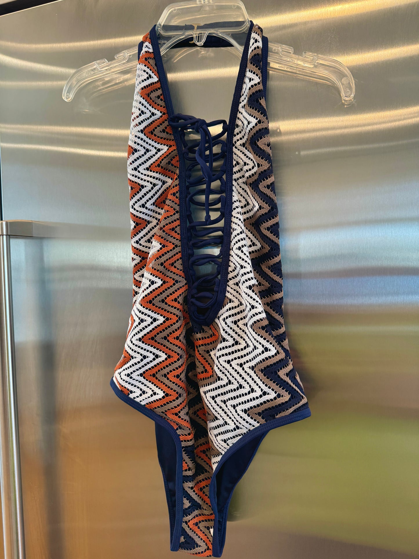Nasty Gal Chevron Knit One Piece Swimsuit , Plunge Neckline