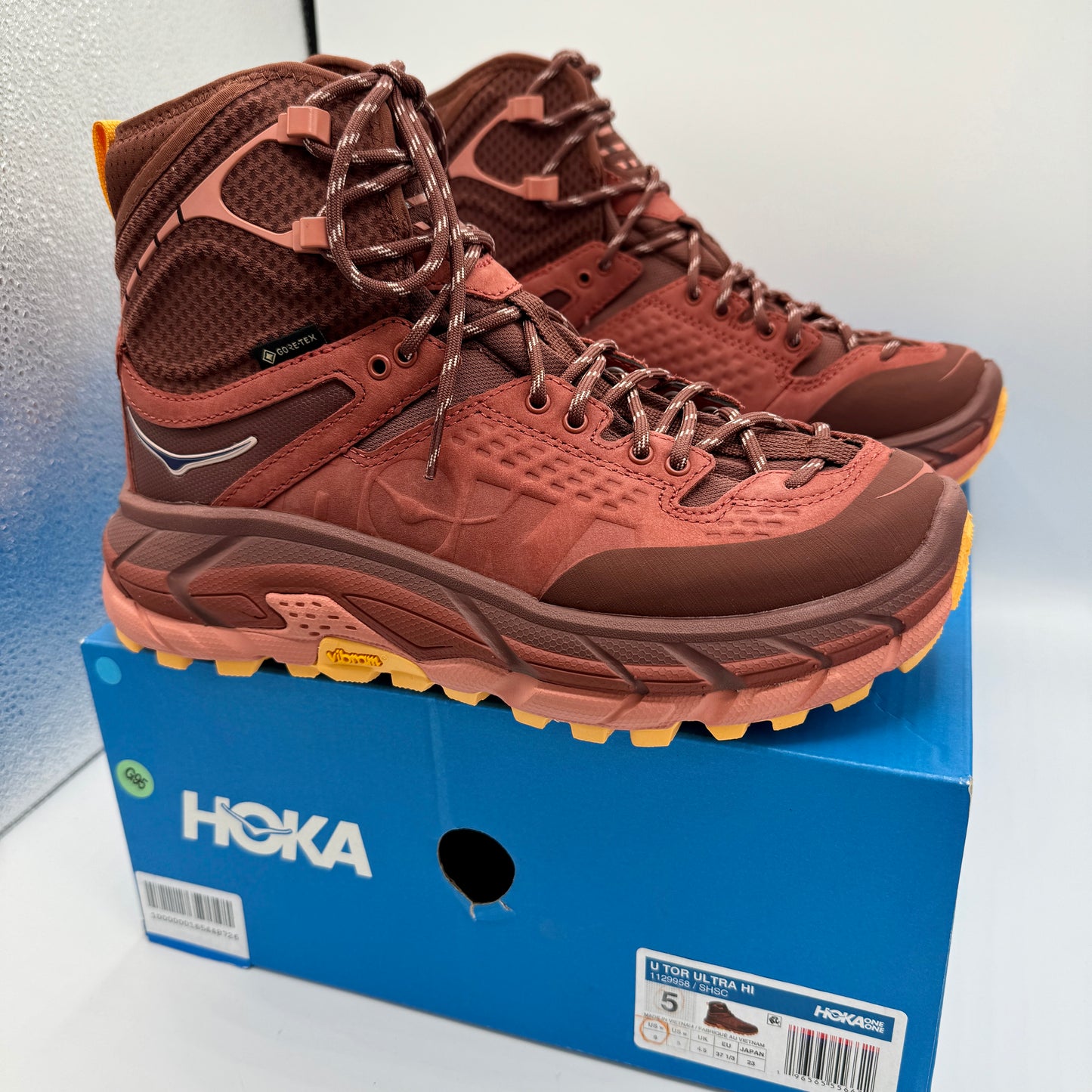 Hoka Tor Ultra Hi Hiker in Red Spice / Hot Sauce Hiking Boots Unisex