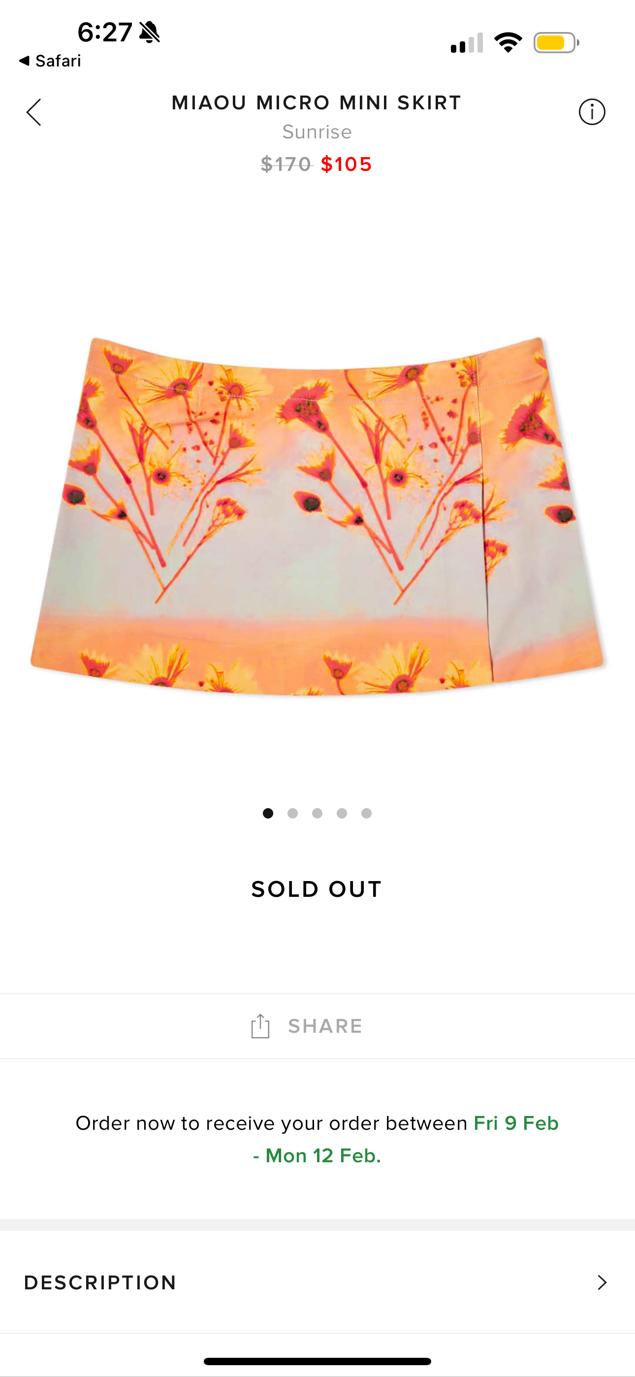 Miaou Mini Skirt Micro in Sunrise Orange Multicolor Floral Print