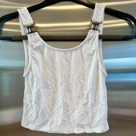 LF White Buckle Ribbed Crop Tank Top Cropped Shirt