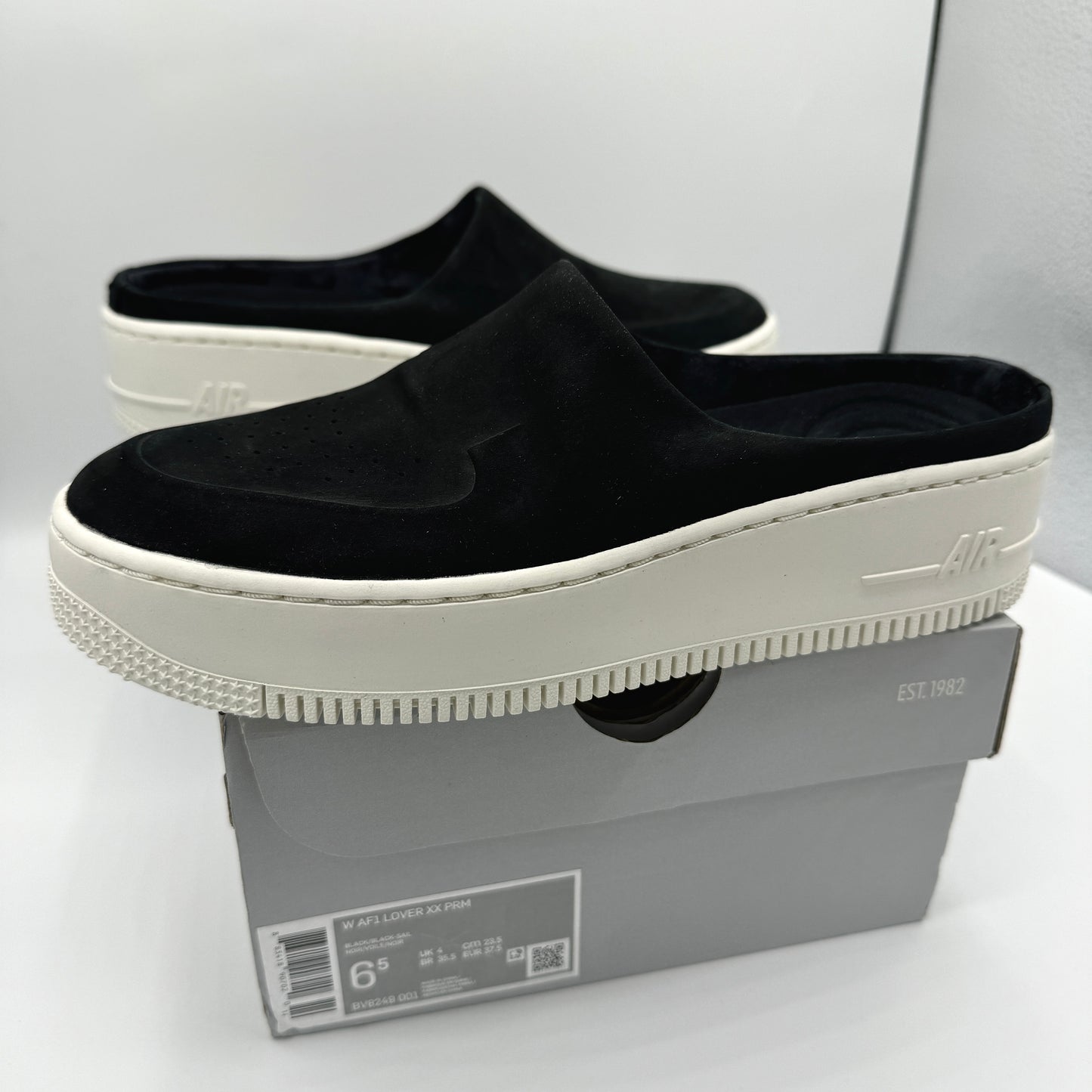 Nike Air Force 1 Lover XX Black Suede Leather Slip On Mule Platform sneakers