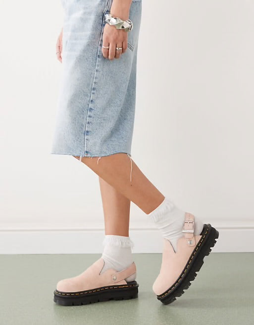 Dr Martin Zebzag Mule Unisex , Powder Pink
