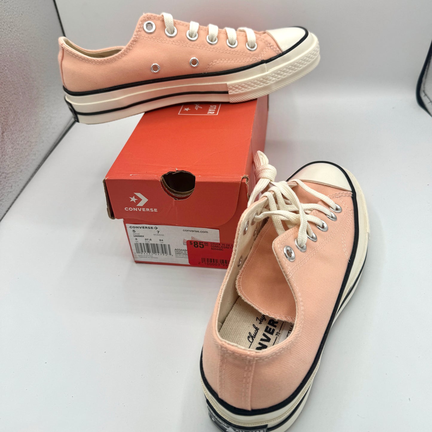 Converse Chuck 70 Ox Cheeky Coral Unisex Sneakers Classic Low Top Light Pink