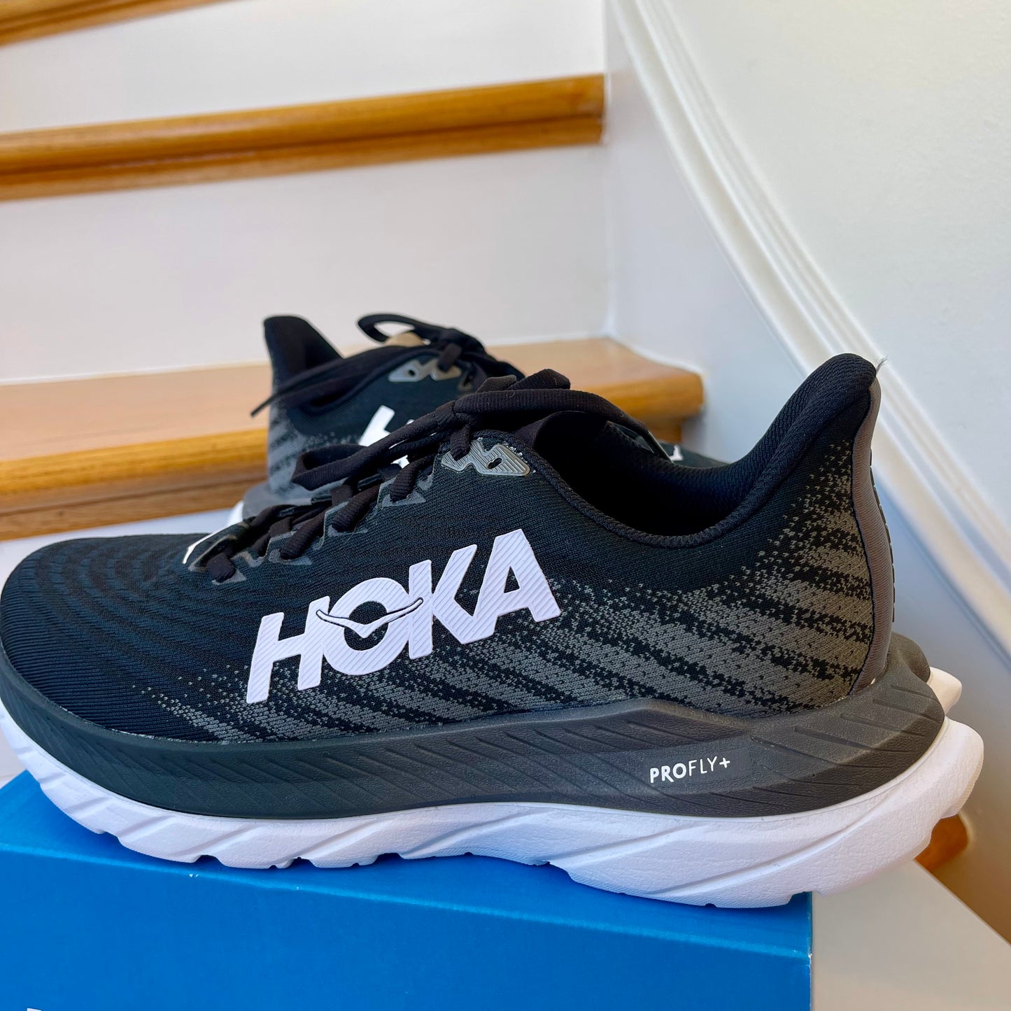 Hoka Mach 5 Running Shoes in Black / White / Castlerock , Hoka One One