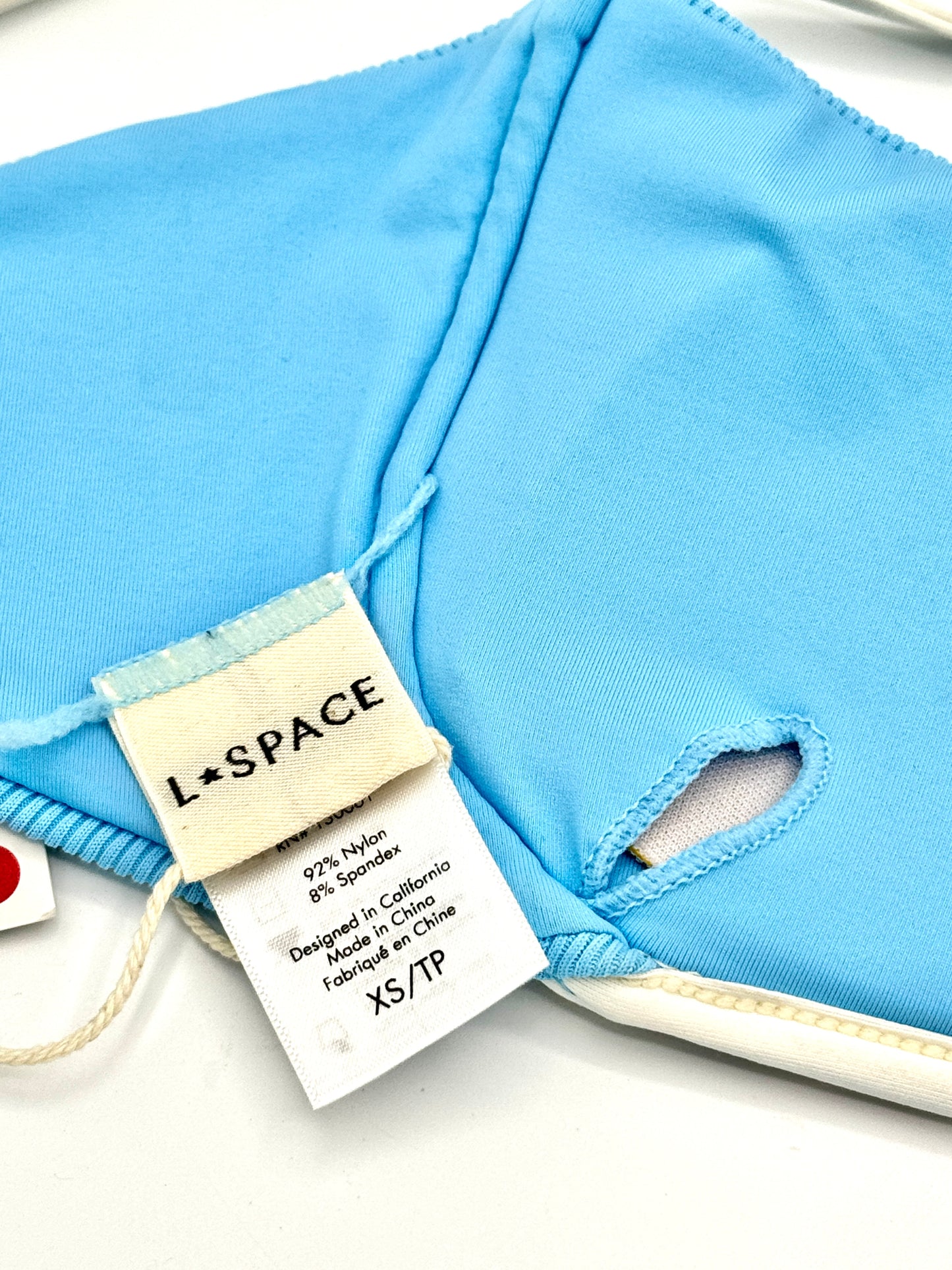 L Space Hazel Swim Top in Seaspray Blue / Cream , Ribbed Bikini