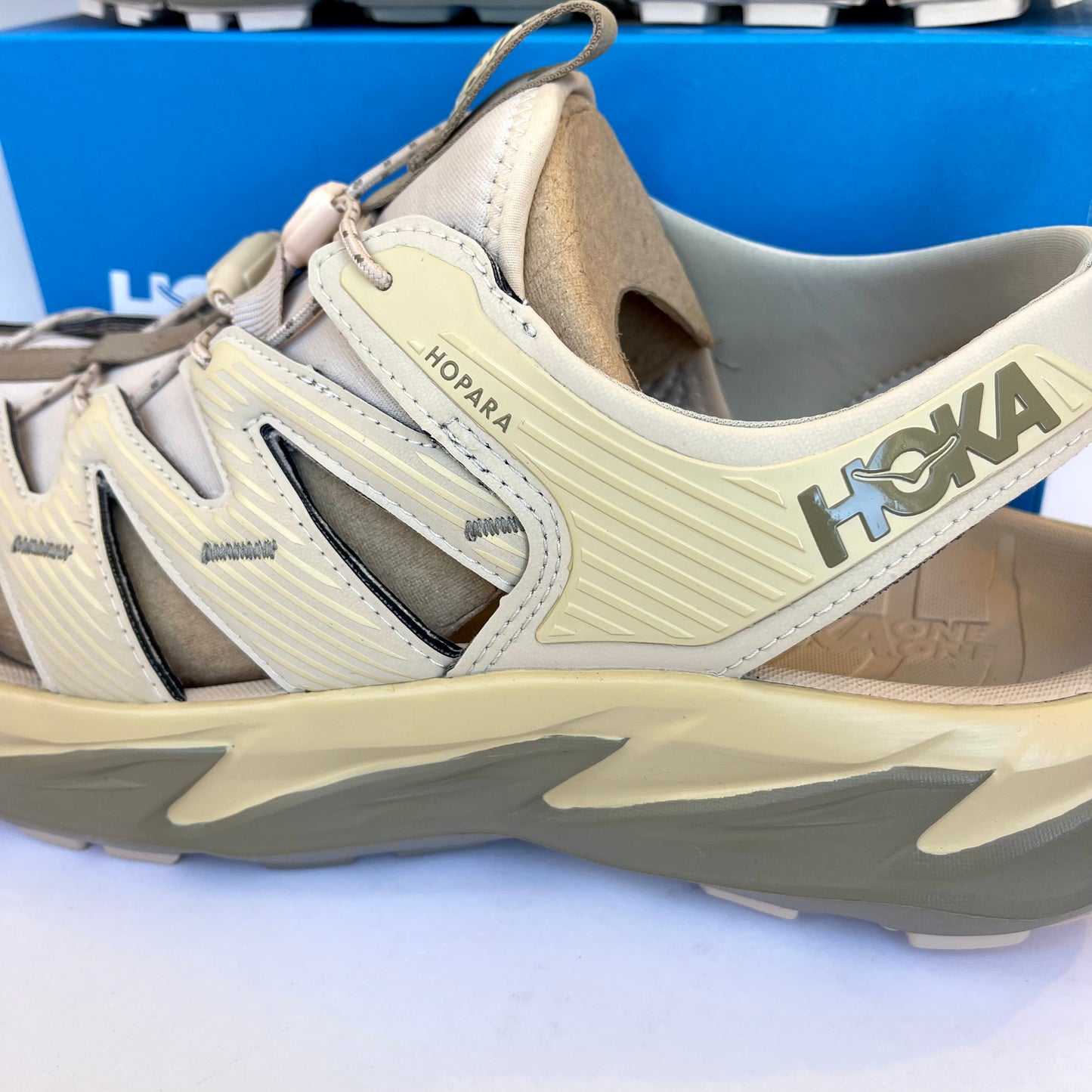 Hoka Hopara Hiking Sandal Wet / Dry shoe in Shifting Sand / Dune beige shoes