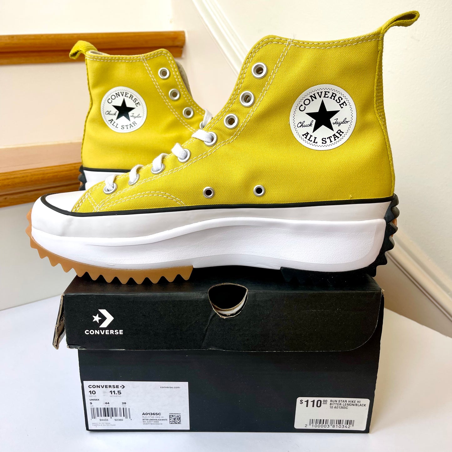 Converse Run Star Hike Platform in Bitter Lemon high top Chuck Taylor sneakers