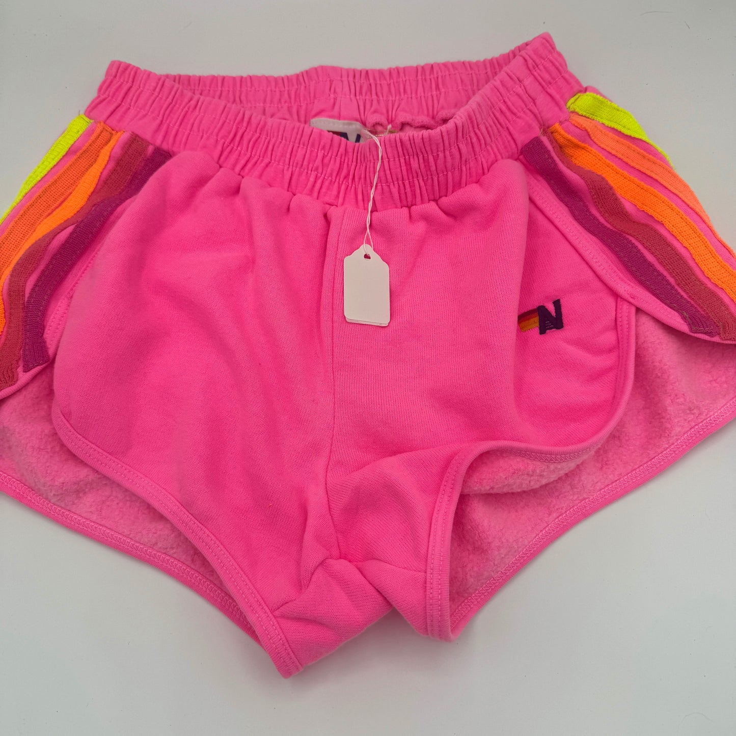 Aviator Nation 5 Stripe Jogger Shorts in Neon Pink - RARE / Discontinued