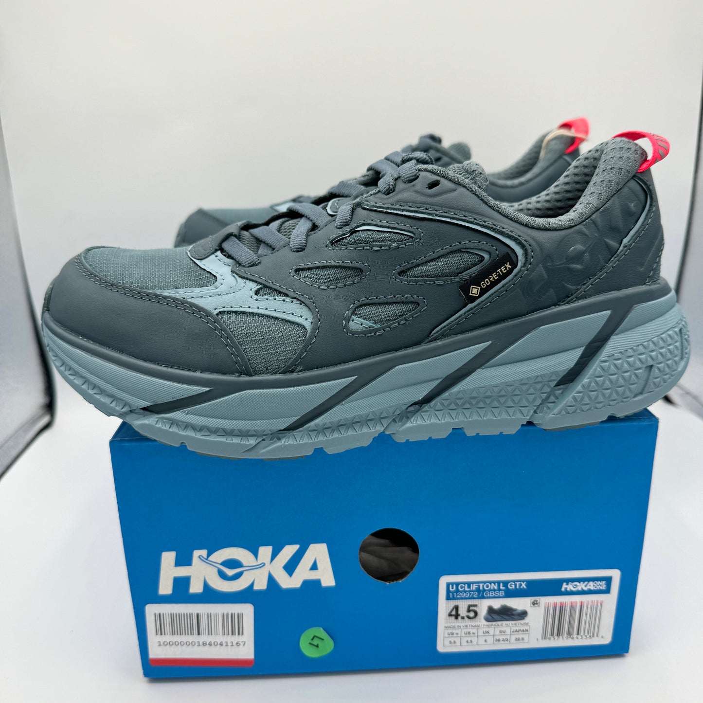 Hoka Clifton Leather Gore-Tex Waterproof Unisex Goblin Stone Blue GBSB