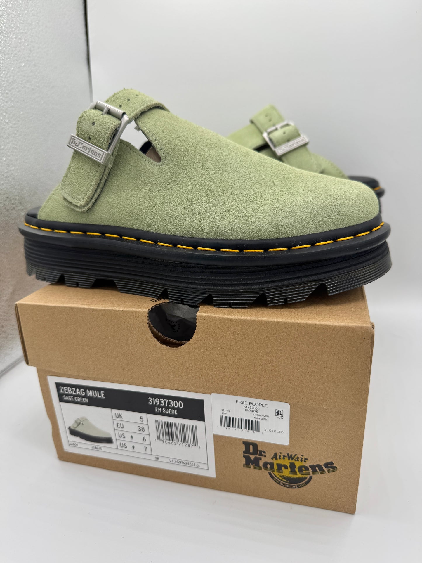 Dr Martens Zebzag Mule Unisex , Sage Green
