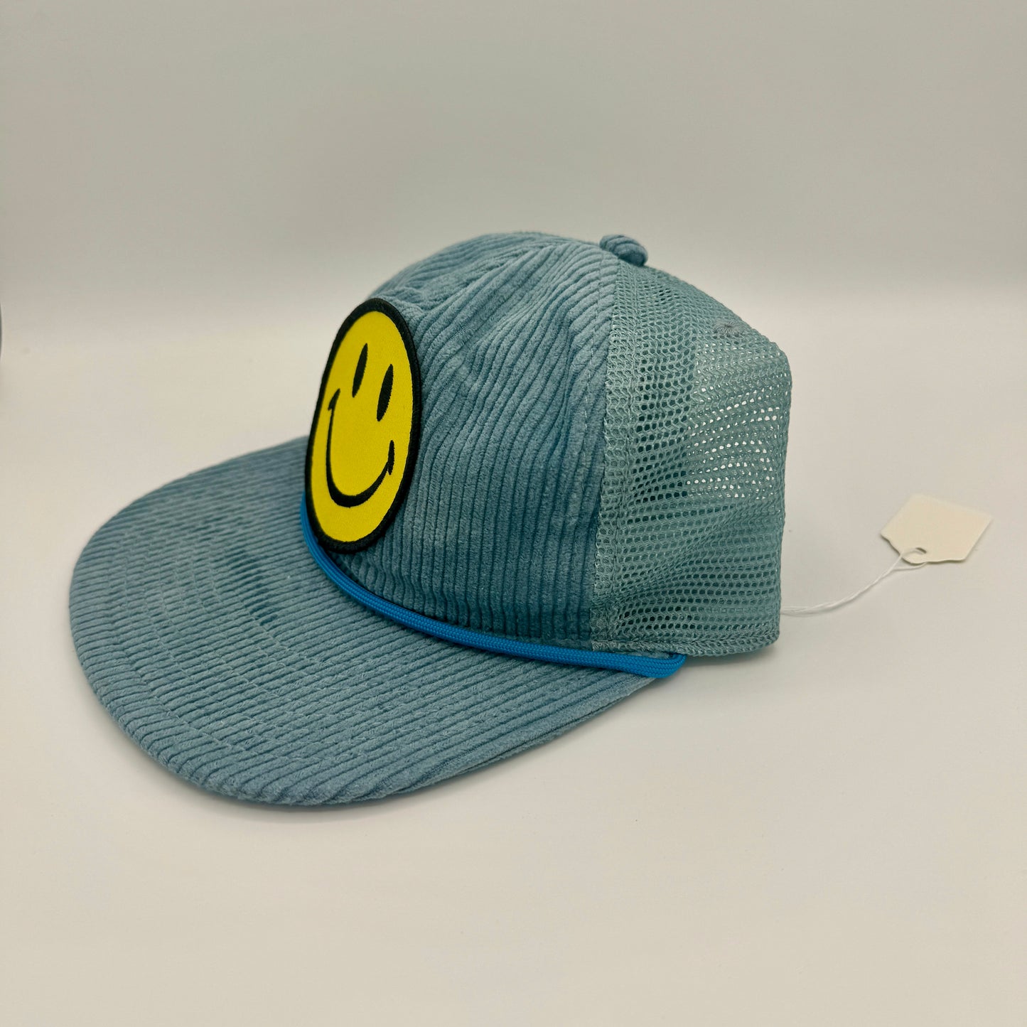 Aviator Nation Corduroy Trucker Hat Smiley Patch Embroidery Smile Light Blue