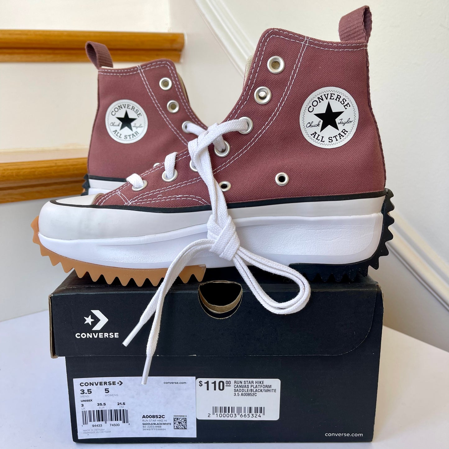 Converse Run Star Hike Platform in saddle high top Chuck Taylor sneaker