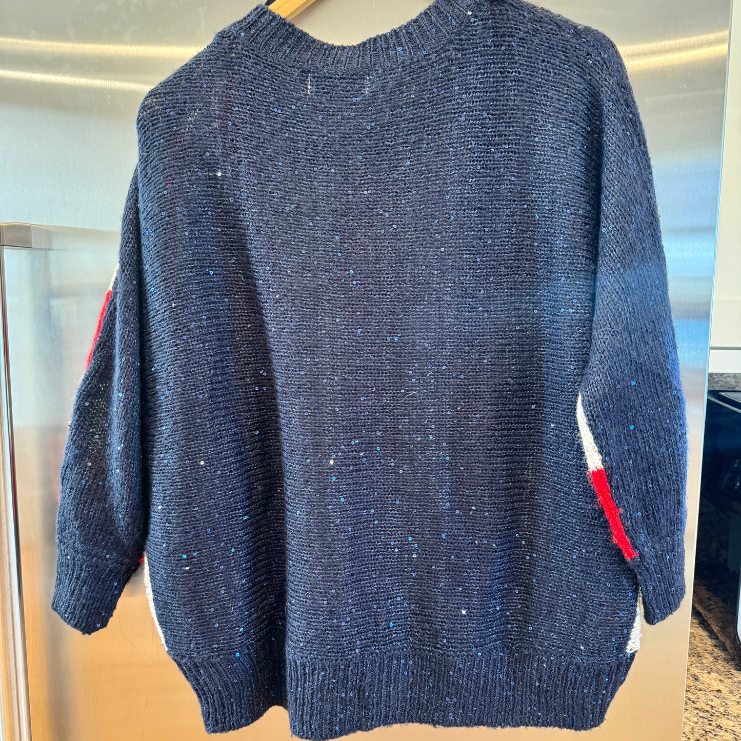 LF American Flag USA Patriotic Knit Sweater with Sequins