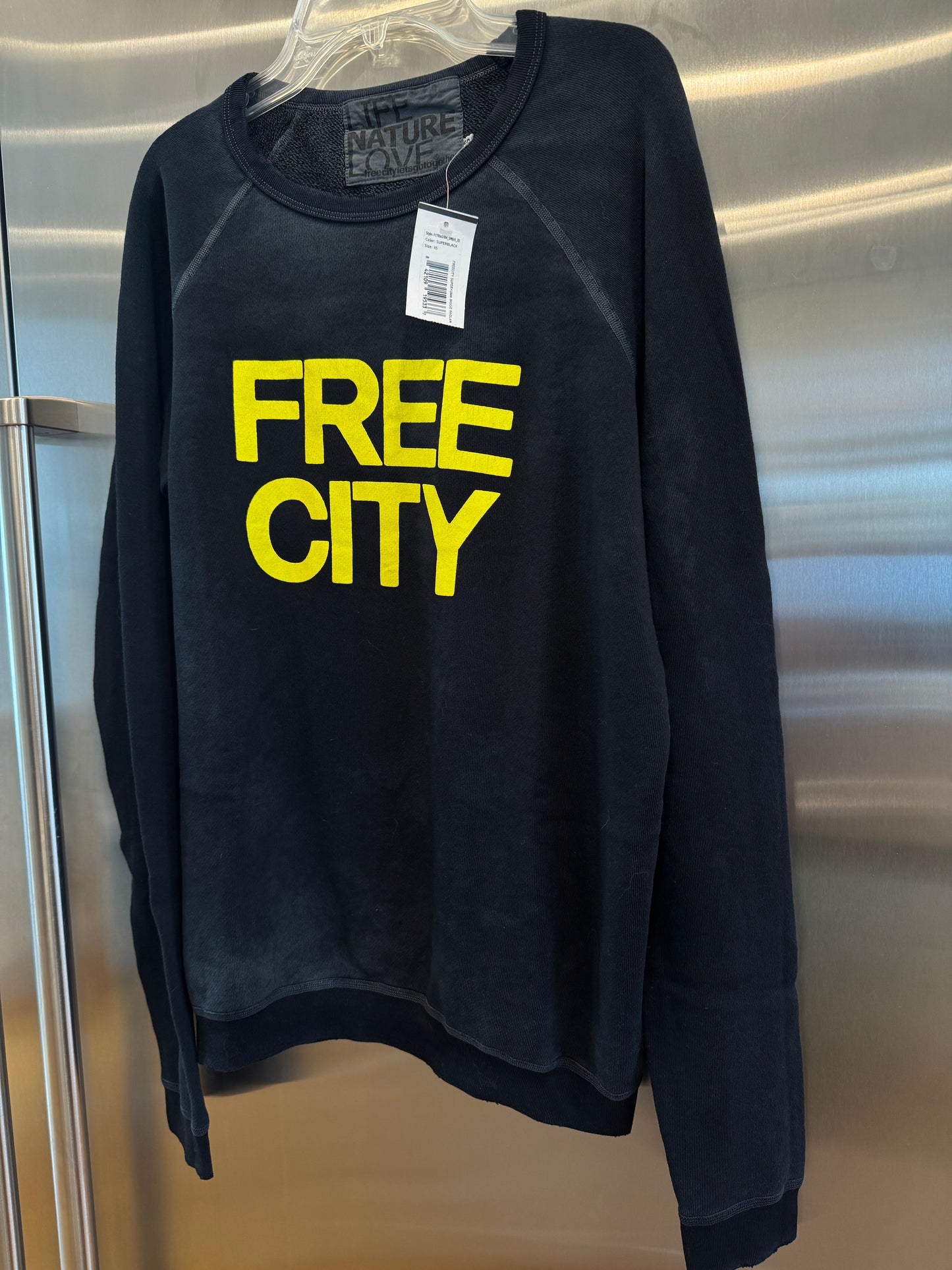 Freecity Unisex Crewneck Sweatshirt- Black / Yellow