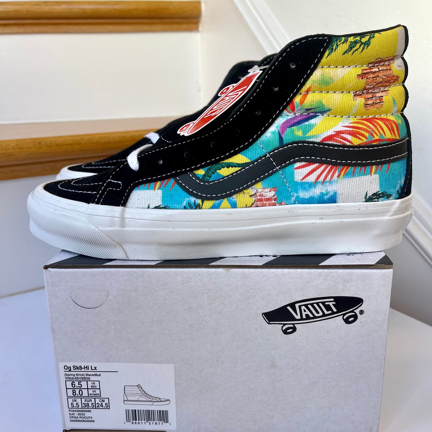 Vans Sk8 Hi LX Leather Sneakers in Black / Spring Brick Multi Shoes