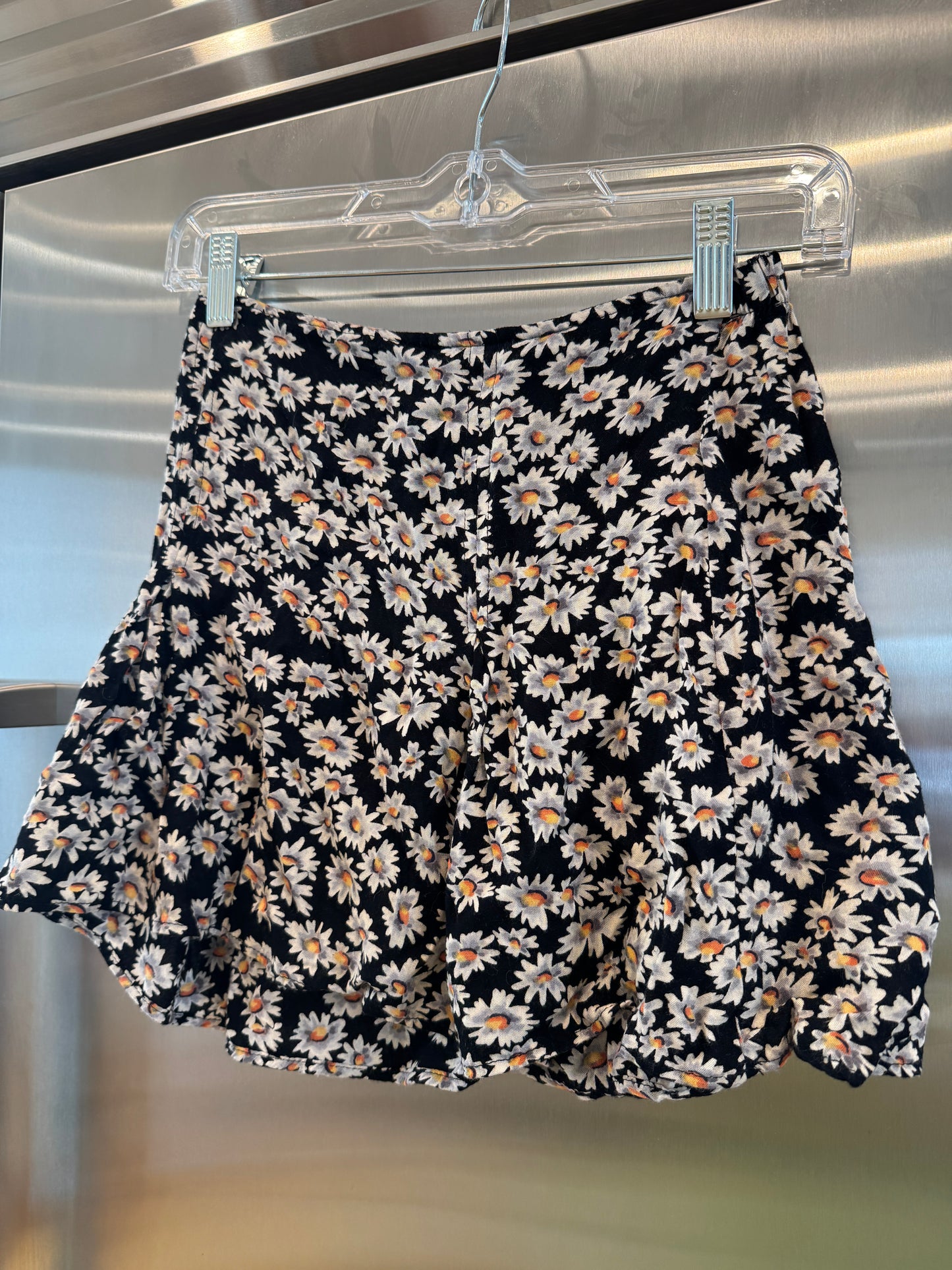 John Galt Mini Skirt in Black with white sunflowers * Pre-Owned * Brandy Melville Deadstock