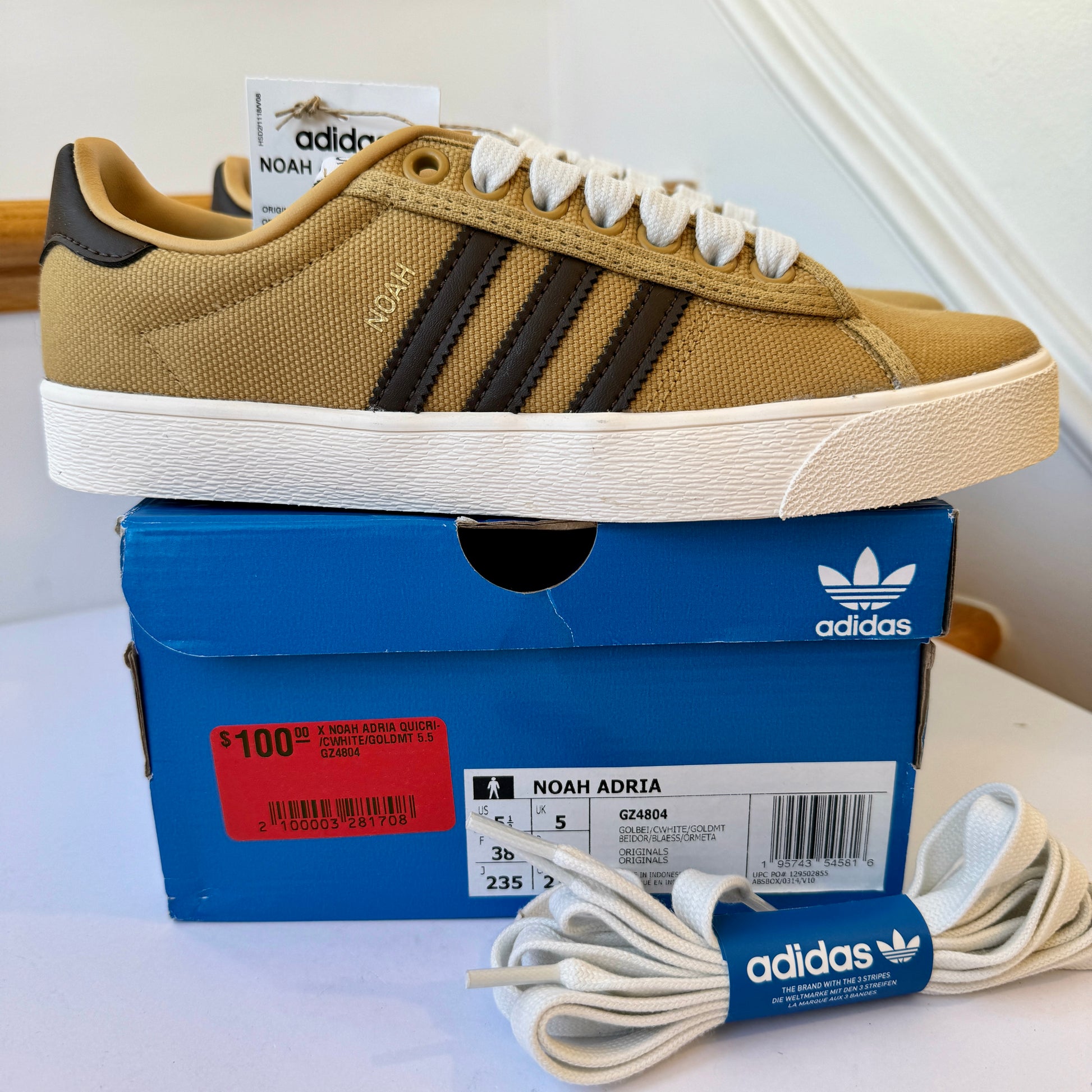 Adidas x Noah Adria Collab Sneakers in Golden Beige Tan Brown Shoes Kelsid Closet Adidas x Noah Adria Collab Sneakers in Golden Beige Tan Brown Shoes Kelsid Closet