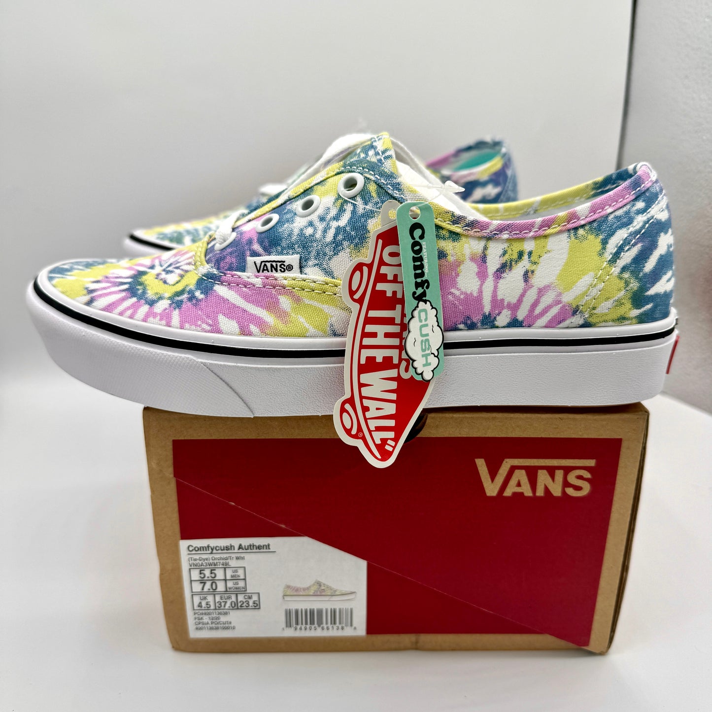 Vans Comfycush Authentic Low Classic Sneaker cushioned Tie Dye Orchid White