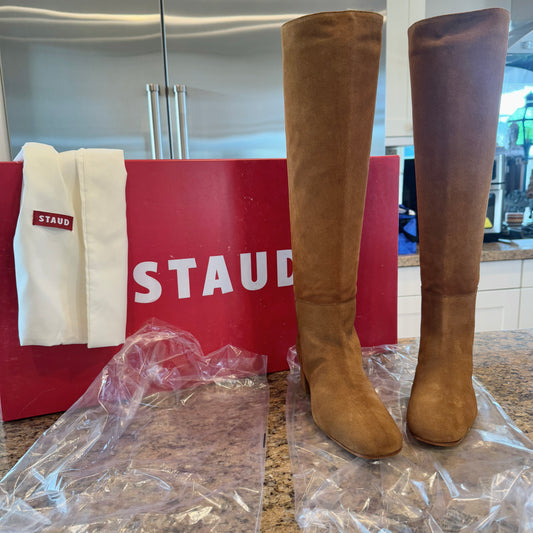 Staud Nancy Boot Leather Tall Knee High in Tan Brown