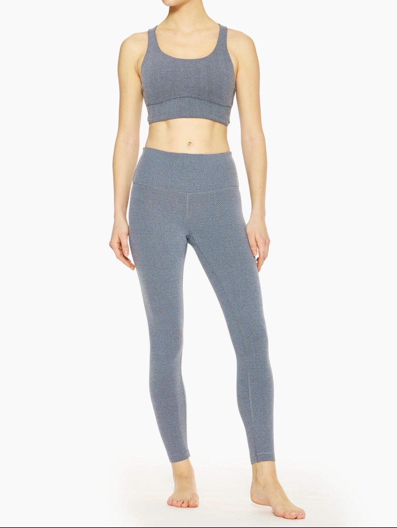 Lululemon Energy Long Line Evolve Bra Top in Herringbone Grey Intertwine Texture Black / White Woven