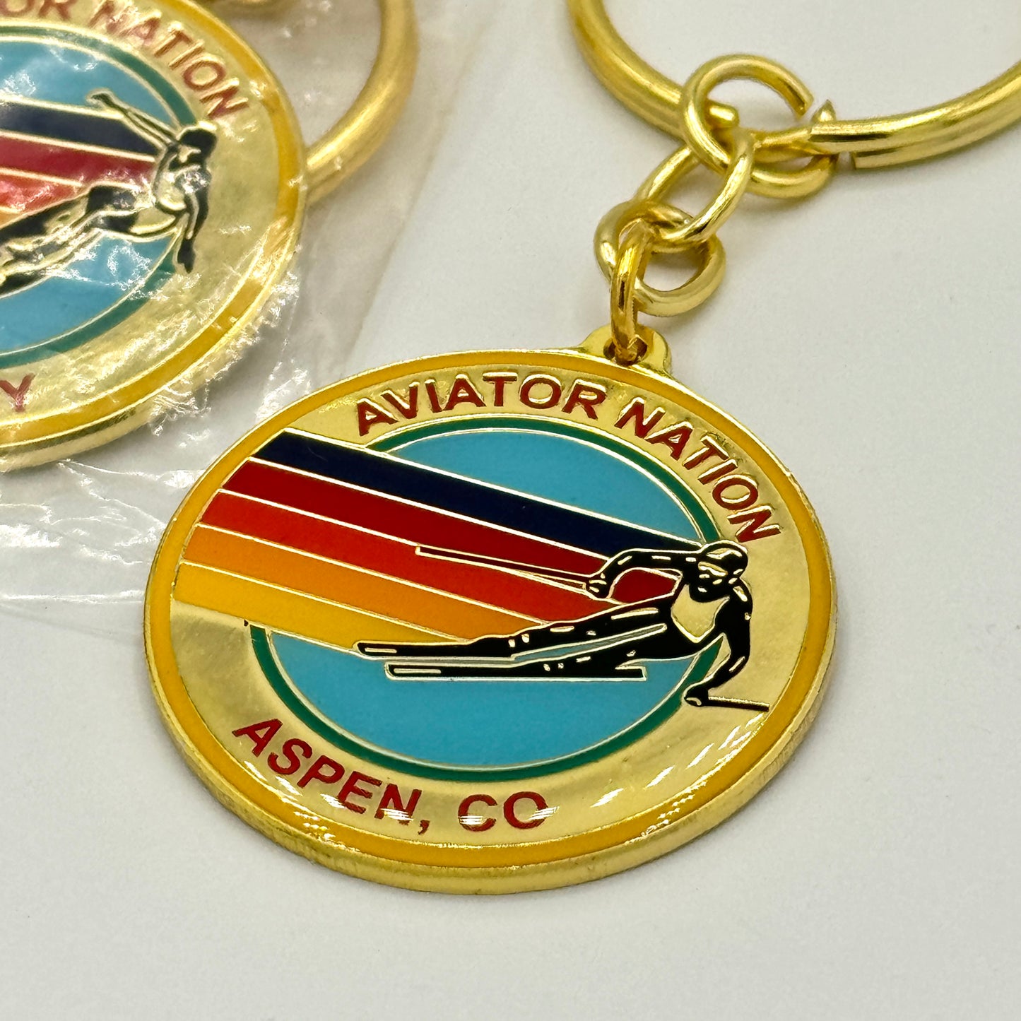 Aviator Nation BUNDLE (3) Logo Keychains Gold key chain brand new Aspen Soho