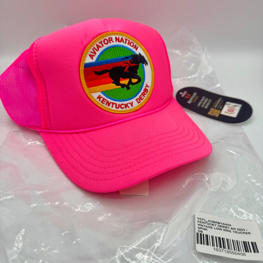 Aviator Nation Kentucky Derby 2025 Trucker Hat Unisex in Neon Pink