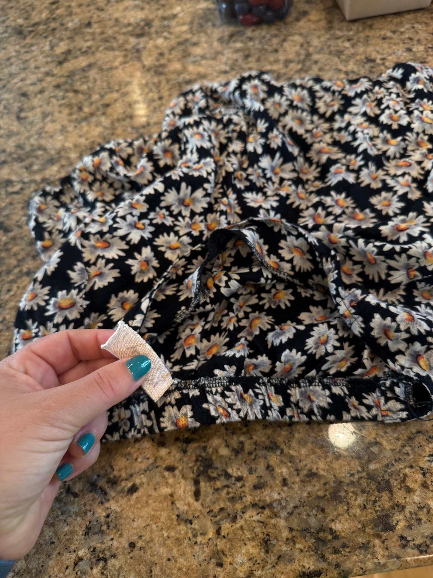 John Galt Mini Skirt in Black with white sunflowers * Pre-Owned * Brandy Melville Deadstock